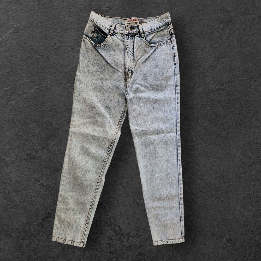Jordache basics Girls Youth Jeans Sz 12 Tapered Bleached Zip Ankles VTG